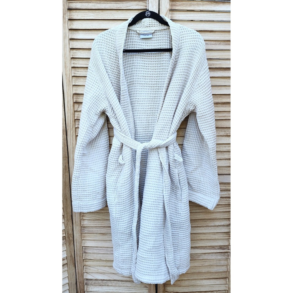 Parachute XL Cream 100% Cotton Waffle Knit Robe Loungewear Spa Quiet Luxury